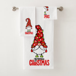  Gnome Christmas  Bath Towel Set