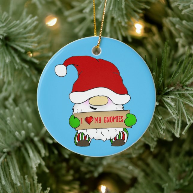 Gnome Christmas Ceramic Ornament (Tree)