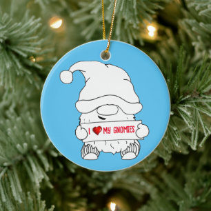 Gnome Christmas Ceramic Ornament