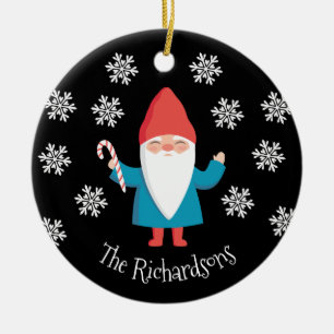 Gnome Christmas Ceramic Ornament