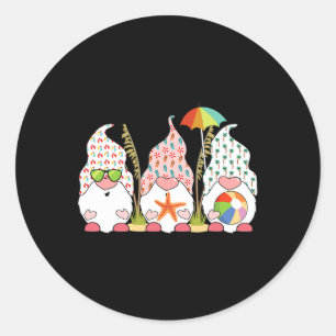 Gnome Christmas In July Cool Summer Tropical Beach Classic Round Sticker