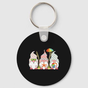 Gnome Christmas In July Cool Summer Tropical Beach Key Ring