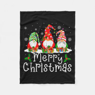 Gnome Christmas Lights Matching Family Gnome Merry Fleece Blanket