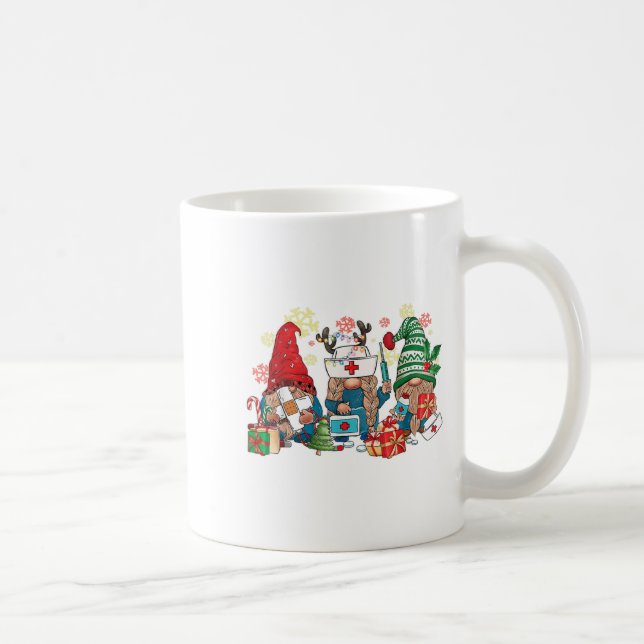 Gnome Christmas Nurse Men Women Xmas Santa  Coffee Mug (Right)
