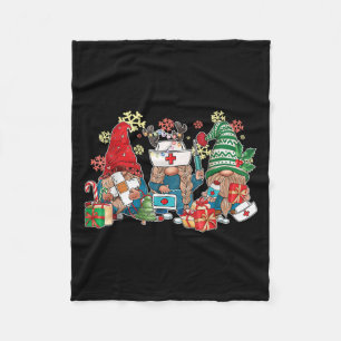 Gnome Christmas Nurse Men Women Xmas Santa  Fleece Blanket
