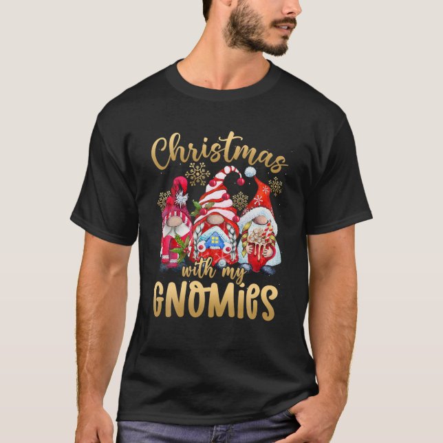 Gnome Christmas Pajamas Matching Family Gnomies Fu T-Shirt (Front)