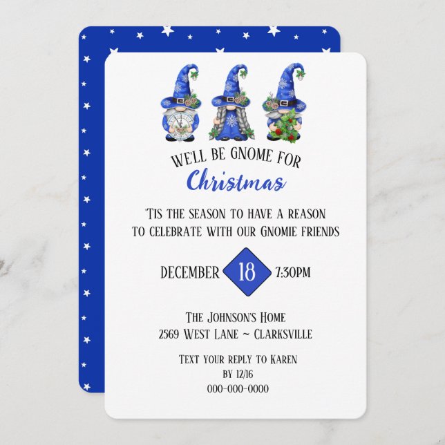 Gnome Christmas Party Invitation (Front/Back)