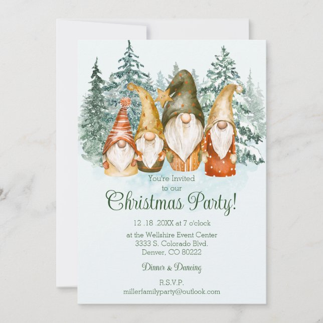 Gnome Christmas Party Invitation (Front)