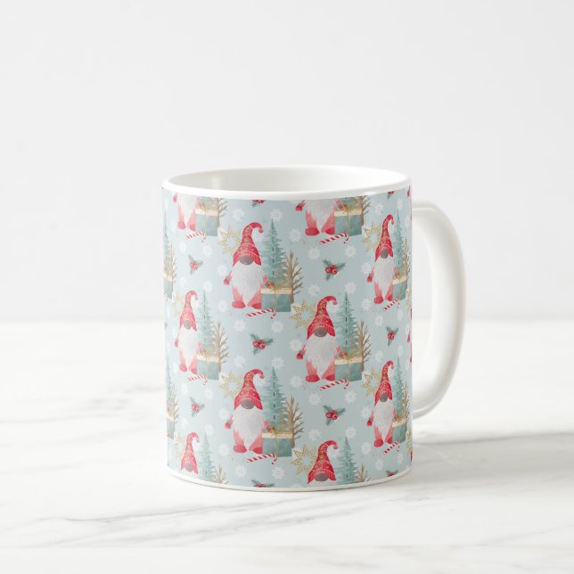 Gnome Christmas Pattern Coffee Mug (Front Right)