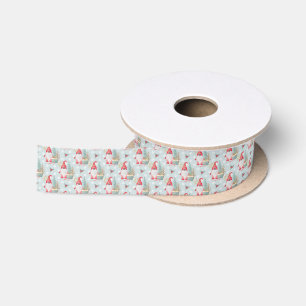 Gnome Christmas Pattern Satin Ribbon