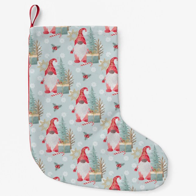 Gnome Christmas Pattern Small Christmas Stocking (Front)