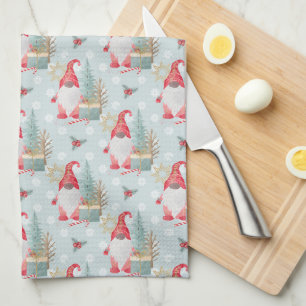 Gnome Christmas Pattern Tea Towel