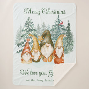 Gnome Christmas Sherpa Blanket