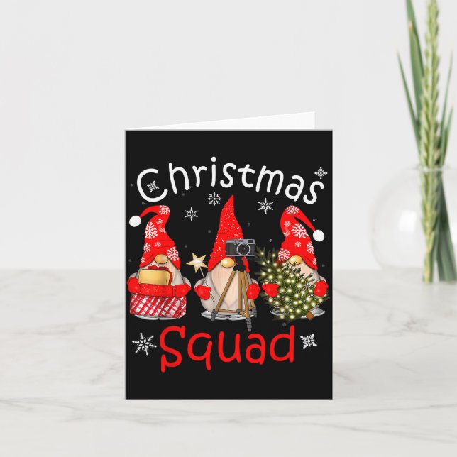 Gnome Christmas Squad Group Matching Christmas Par Card (Front)