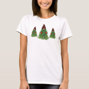 Gnome Christmas Tree Buffalo Check Holiday T-Shirt
