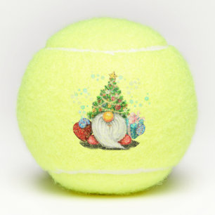 Gnome Christmas Tree Hat and Gifts Tennis Balls