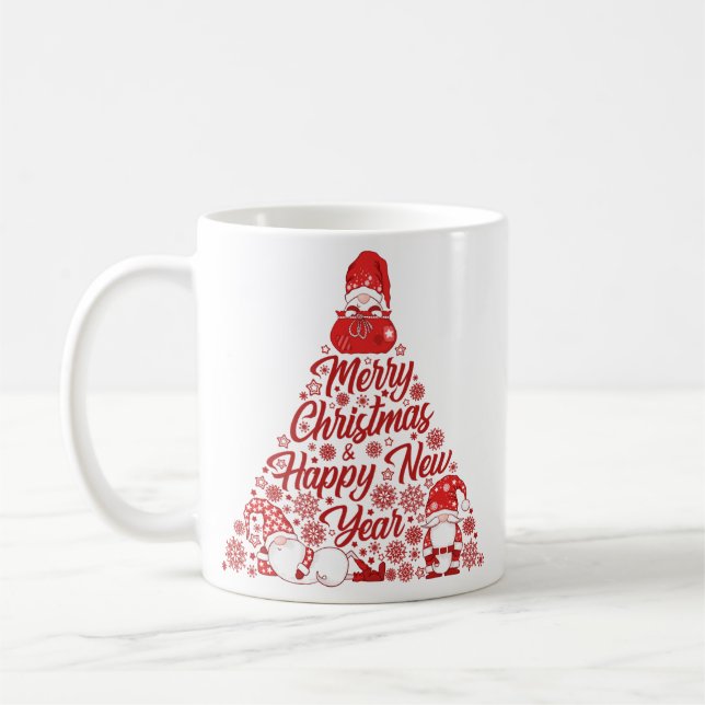 Gnome Christmas Tree Merry Christmas Coffee Mug (Left)