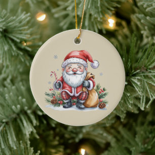 Gnome Christmas Winter Season Gnomes Lover Holiday Ceramic Ornament