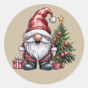 Gnome Christmas Winter Season Gnomes Lover Holiday Classic Round Sticker