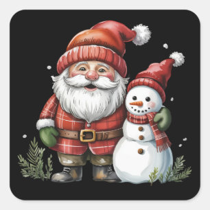 Gnome Christmas Winter Season Gnomes Lover Holiday Square Sticker
