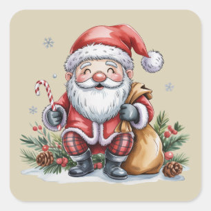 Gnome Christmas Winter Season Gnomes Lover Holiday Square Sticker