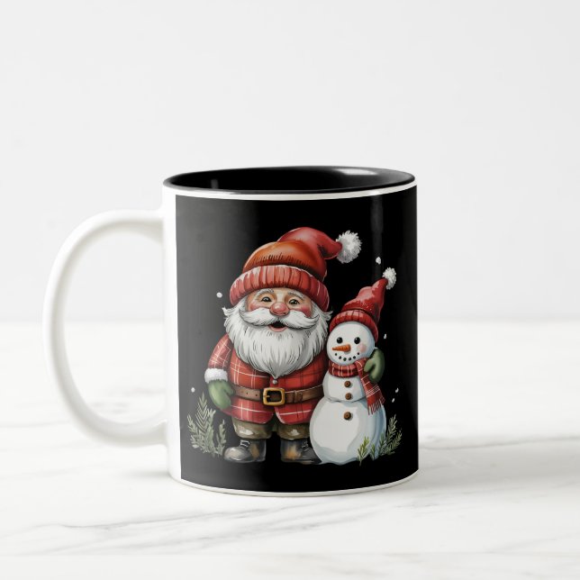Gnome Christmas Winter Season Gnomes Lover Holiday Two-Tone Coffee Mug (Left)