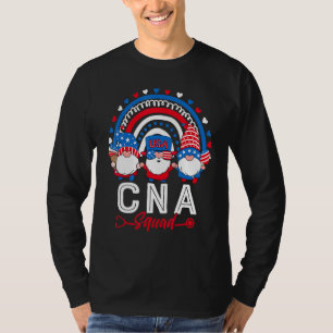 Gnome Cna Squad 4th Of July Us Flag Leopard Rainbo T-Shirt
