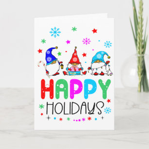 Gnome Colourful Cute Happy Holidays Christmas   Card