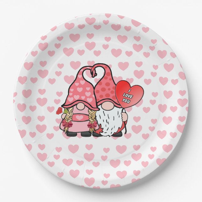 Gnome Couple Paper Plate (Front)