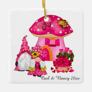 Gnome Couple Personalise, Ceramic Ornament