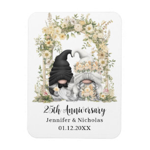Gnome Cream Floral Arch 25th Wedding Anniversary Magnet