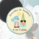 Gnome Cruising Couple Stateroom Door Marker Magnet<br><div class="desc">Cute vacation gnome couple with personalised names.  Magnet is to mark your cruise cabin's door to find onboard the ship.

Please note: Not all ship's doors are magnetic. We cannot guarantee your door will be magnetic. Please check with your travel agent,  the cruise line,  or via forums.</div>