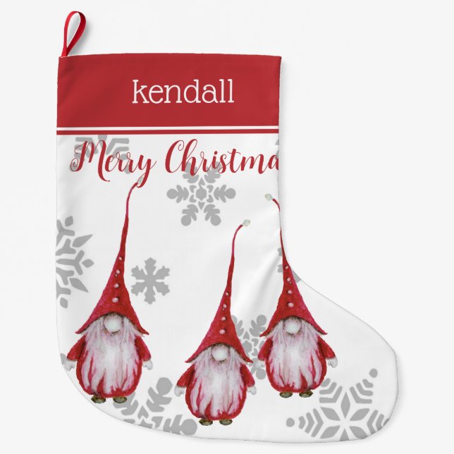 Gnome Custom  Large Christmas Stocking (Front)