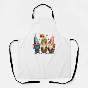 Gnome Cute and funny gnome Hippie sunflower peace  Apron