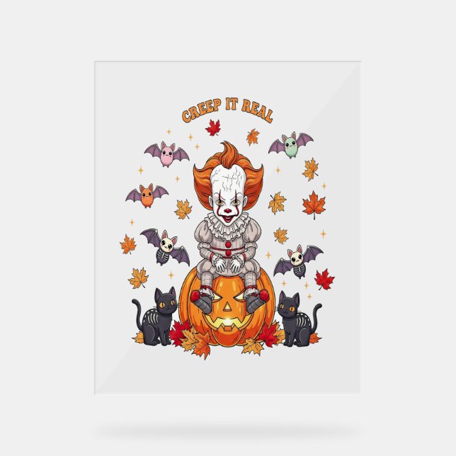 Gnome Cute Pumpkin Halloween Acrylic Sign (Front)