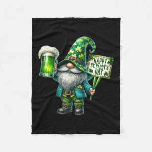 Gnome Drinking Saint Patricks Day Happy St Paddys  Fleece Blanket