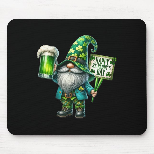 Gnome Drinking Saint Patricks Day Happy St Paddys  Mouse Pad (Front)