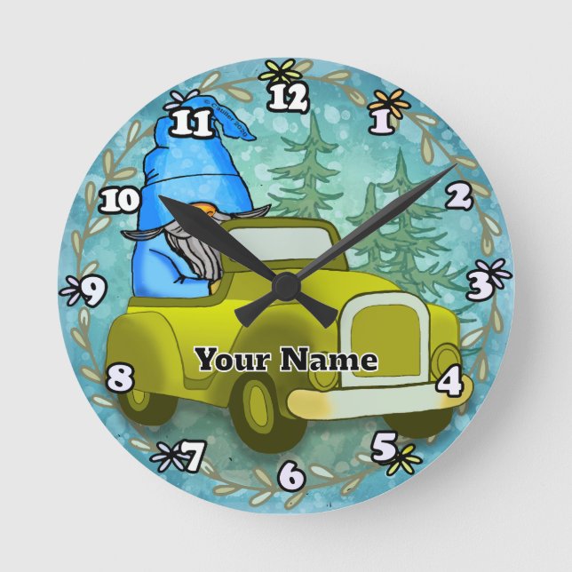 Gnome driving car round clock (Front)