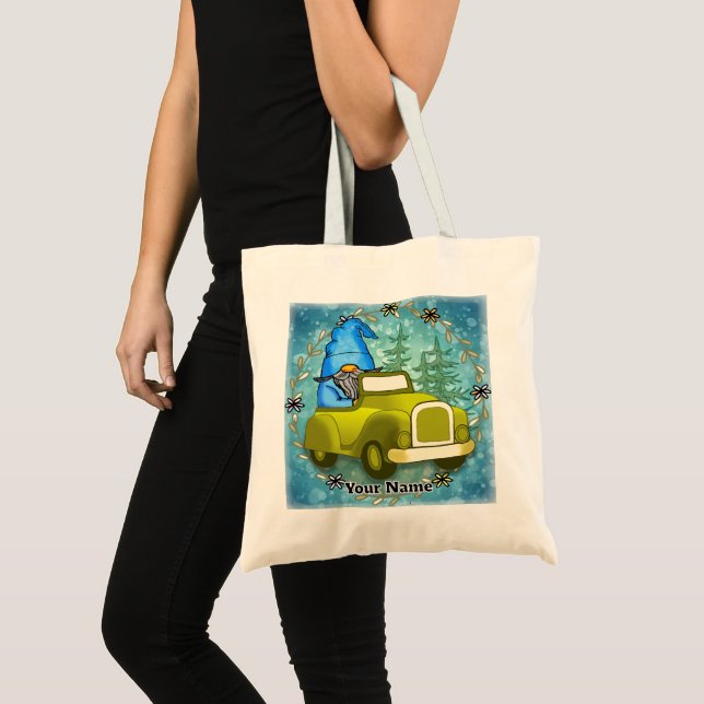 Gnome driving car tote bag (Front (Product))