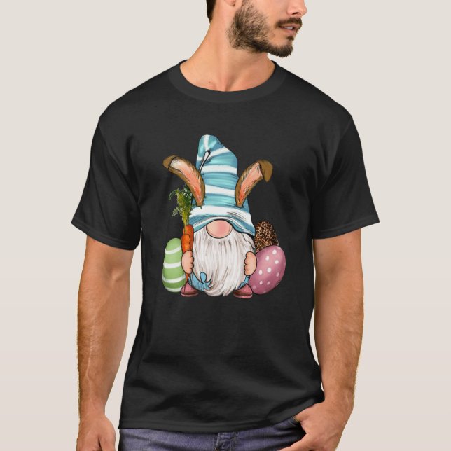 Gnome Easter Bunny Ear Rabbit Leopard Eggs Carrot T-Shirt (Front)