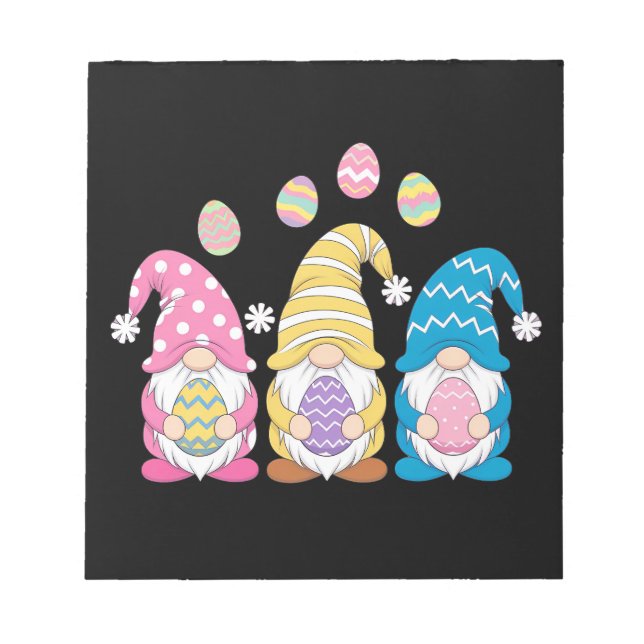Gnome Easter Colourful Cute Eggs Spring Holiday Notepad (Front)