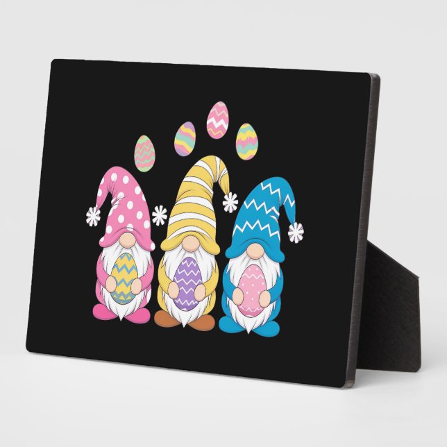 Gnome Easter Colourful Cute Eggs Spring Holiday Plaque (Side)