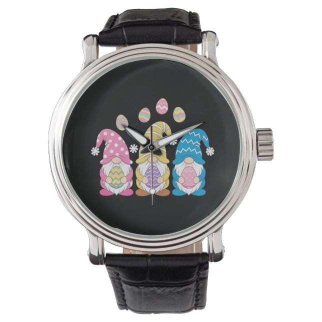 Gnome Easter Colourful Cute Eggs Spring Holiday Watch (Front)