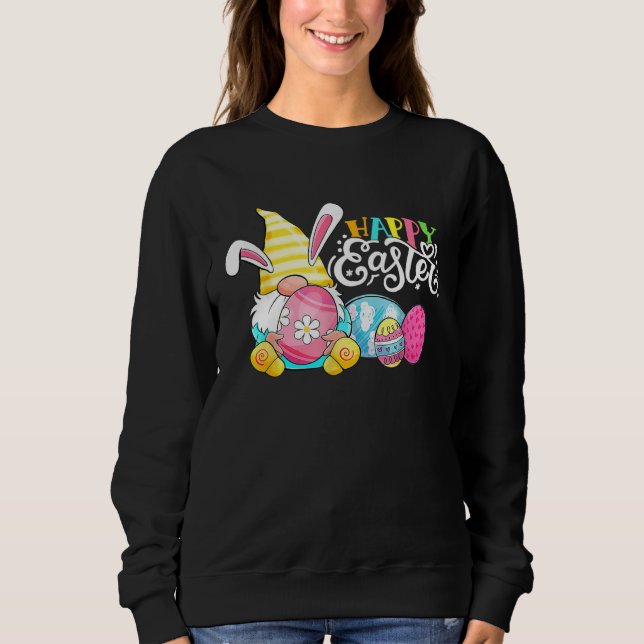 Gnome Easter Hug Egg Bunny Gnome Spring Gnomies Ha Sweatshirt (Front)