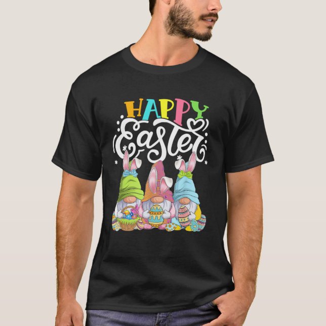 Gnome Easter Hug Egg Bunny Gnome Spring Gnomies Ha T-Shirt (Front)