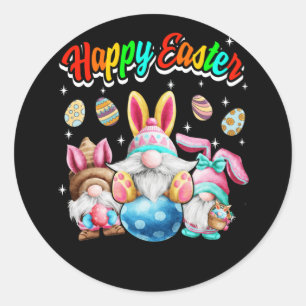 Gnome Easter With Bunny Ear Women Happy Easter Classic Round Sticker