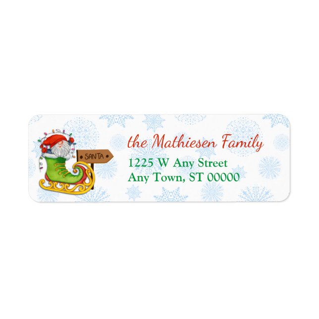 Gnome Elf Christmas Skate Return Address Return Address Label (Front)