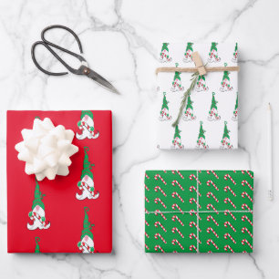 Gnome Elf Wrapping Paper Flat Sheet Set of 3