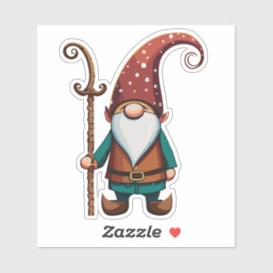 Gnome Explorer With Walking Cane Sticker