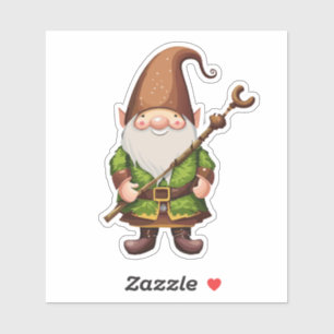 Gnome Explorer With Walking Cane Sticker